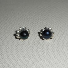 Boucles d'oreilles argent 925 avec perle de culture noire