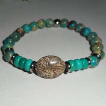 Bracelet en pierres de jaspe et turquoise avec perles en acier inoxydable