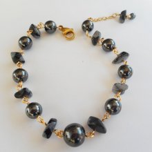Bracelet en pierres d'hématite et obsidienne