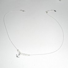 Collier ras de cou en argent 925 avec ancre et  perles en cristal