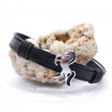 Bracelet cheval sur cordon de cuir 