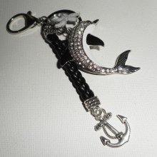 Porte clés/Bijoux de dauphin avec strass et encre marine