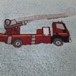 Drap de bain vert d'eau' camion de pompier ' à personnaliser