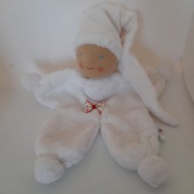 Doudou homologué CE personnalisable blanc fait main en tissu WALDORF