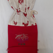 sac à pain modulable rouge thème ' Coqs '
