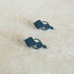 Boucles d'oreilles  en micro-macramé vert sapin