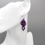 Boucles d'oreilles  en micro-macramé violettes avec crochet en argent 925