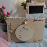 Calendrier anniversaires, ardoise pour craie messages ,spécial Saint-Valentin en bois gravé travail artisanal
