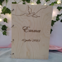 Grand livre d'or, mariage, Baptême en bois gravé et personnalisable. Modèles au choix. Travail artisanal