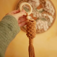 Petite suspension en macramé pour mini plantes avec corde coton Beige sable