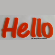 Lettre deco Hello en plexi , hauteur 20 cm