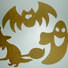 Personnages d' Halloween à décorer ' Fantôme , sorcière et Chauve souris '