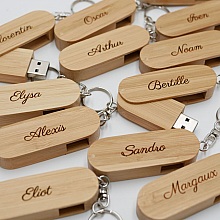 Clé USB bois bambou 16 Go en porte clef à graver et personnaliser