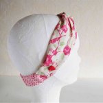 Bandeau serre-tête enfant en coton beige, vert, rose