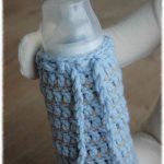 chaussette à biberon bleu et taupe