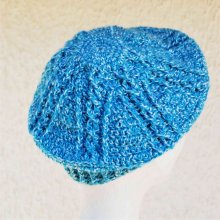 Béret enfant turquoise blanc
