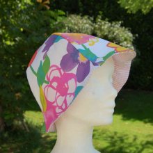 Chapeau cloche adulte grosses fleurs réversible