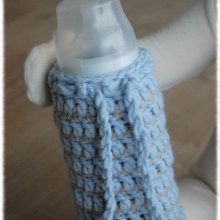 chaussette à biberon bleu et taupe