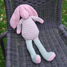 Doudou lapin rose et vert menthe