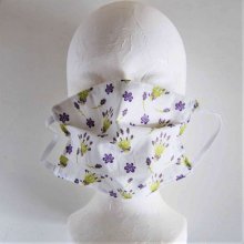 Masque enfant coton bouquet de lavande fond blanc