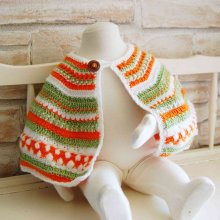 Chauffe épaule ou cape enfant orange vert et blanc