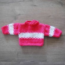 Pull poupée rose et blanc mini jacquard