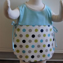 Tablier chasuble enfant 1-2 ans haut turquoise et bas à pois