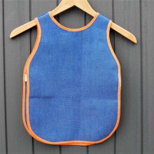 Tablier en toile bleu biais orange pour enfant