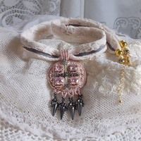 Collier pendentif Pampilles Rose-Gris-Argent Collier pendentif Pampilles Rose-Gris-Argent