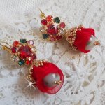 BO Mia brodées avec des cristaux de Swarovski, des pierres en Zirconium orange, des perles en Fimo.et des rocailles