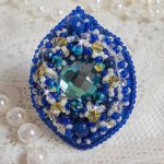 Bague Blue Palace, un design authentique aux perles de rocailles bleu et cristaux de Swarovski