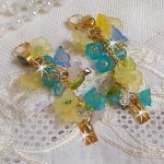BO Bella Yellow montées avec des cristaux de Swarovski, des fleurs frosted et des perles nacrées 