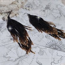 BO Atmosphère montées avec des perles de rocailles japonaises en verre et des crochets noires laiton