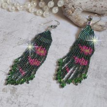 BO Evasion montées avec rocailles verres, tubes, perles cristal Swarovski et crochets d’oreilles Argent 925