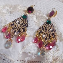 BO Asiane créées avec des Gouttes en Cristal de Swarovski, une dentelle Violine des Années 1950 et des perles en verre