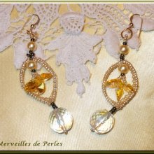 Boucles d'oreilles cristal et perles 'Bo'Soleil' flamboyantes
