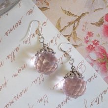 Boucles d'oreilles en boule de cristal Rose Irisé