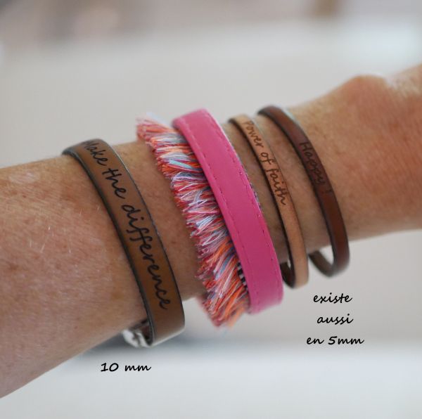 Bracelet cuir personnalisable en 2 tailles