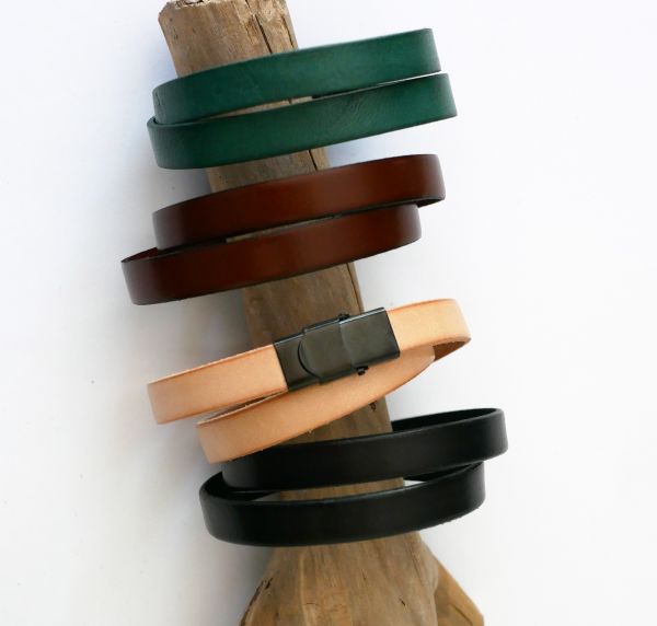 Bracelet cuir homme double tour de poignet