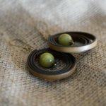 Boucles d'oreilles en cuir perle en pierre olivine