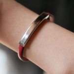Bracelet barre métal en cuir simple tour 