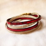 Bracelet femme double cuir doré à personnaliser par gravure