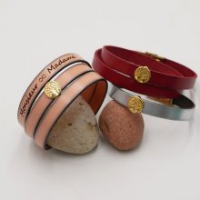 Bracelet cuir personnalisé décoré d'un arbre de vie doré 