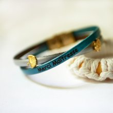 Bracelet femme doré duo de cuirs croisés Twist 