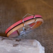 Bracelet pour femme duo de cuir Hexagone personnalisable