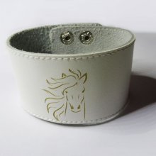 Bracelet manchette cuir blanc personnalisable par gravure