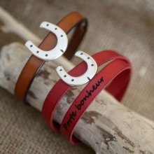 Bracelet cuir personnalisable décor Fer à cheval simple ou double tour