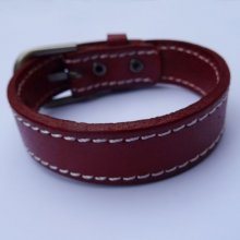 Bracelet en cuir Marron couture à personnaliser