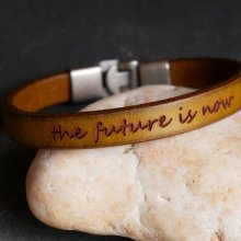 Bracelet cuir moutarde Homme à message à personnaliser