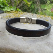 Bracelet cuir Noir Homme à message à personnaliser